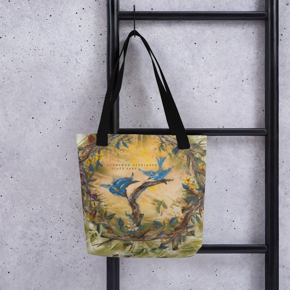 On ladder - Jonathan Dickinson Tote Bag by Deborah Mitchell