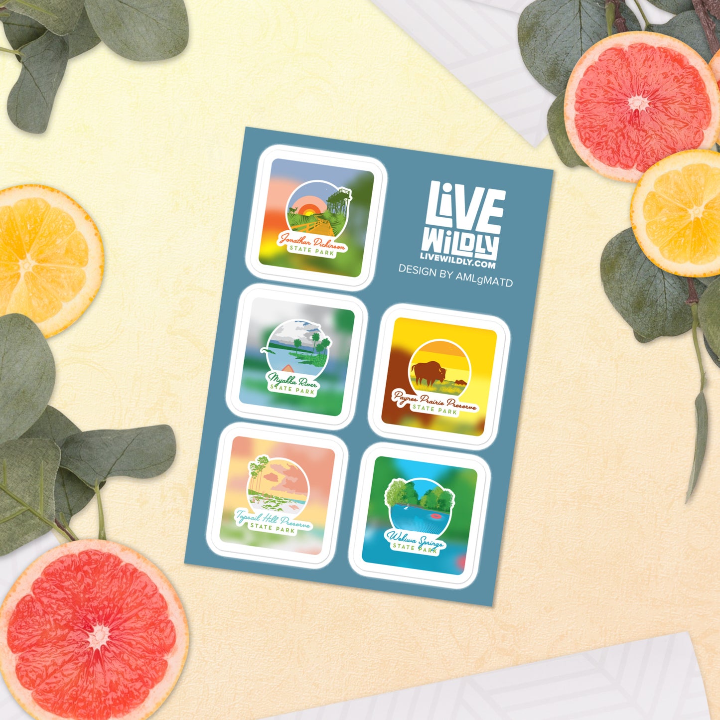 Sliced citrus - FL State Park Sticker Sheet -AMLgMATD