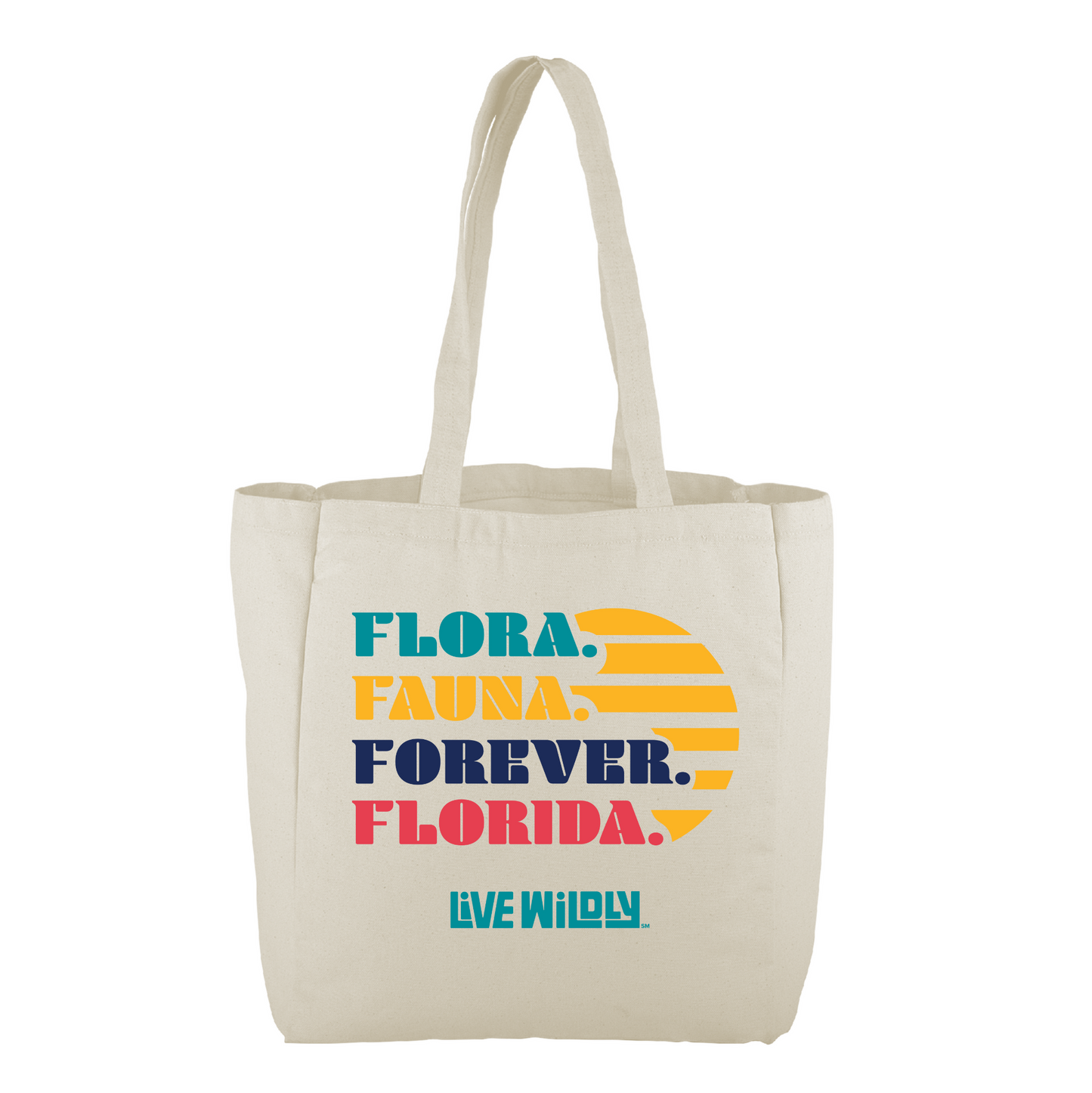 Flora Fauna Forever FL Reusable Tote Bag – Natural Canvas - Front