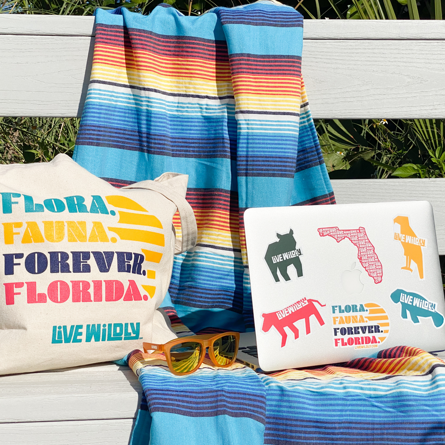 Live Wildly Bear Sticker - Shown With Canvas Bag - Live Wildly