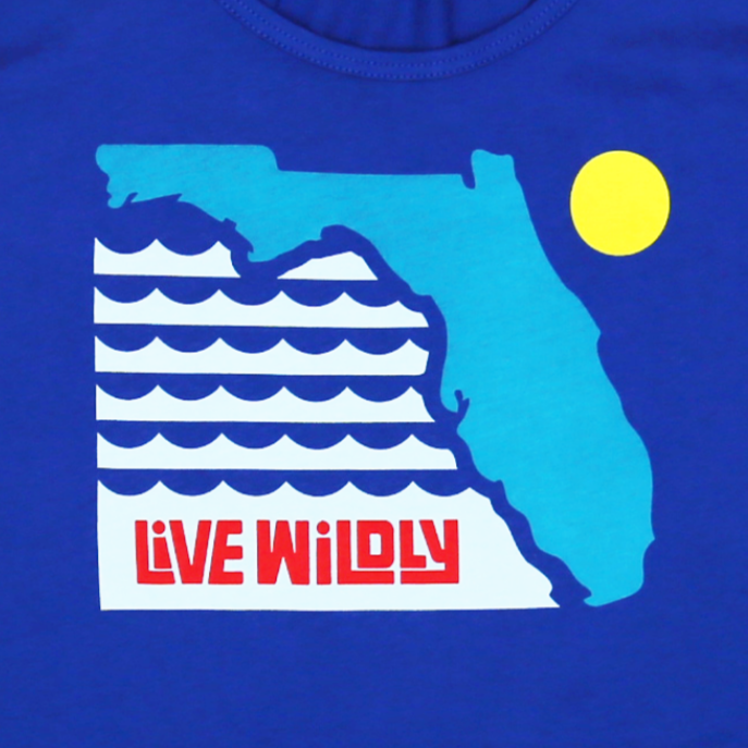 Live Wildly Florida Tank - Royal - Zoomed Front -Live Wildly