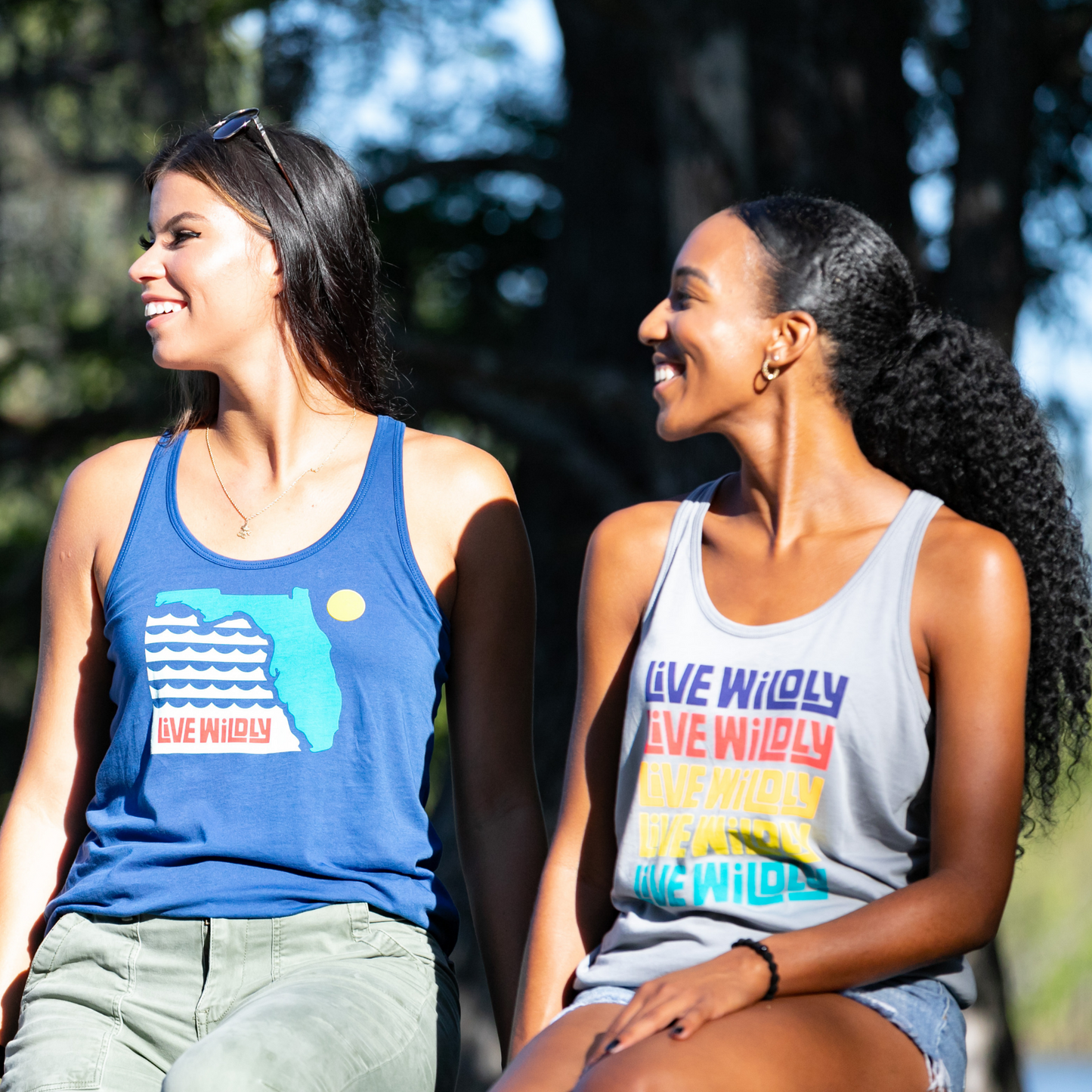 Live Wildly Florida Tank - Royal - On Female with Friend - Live Wildly