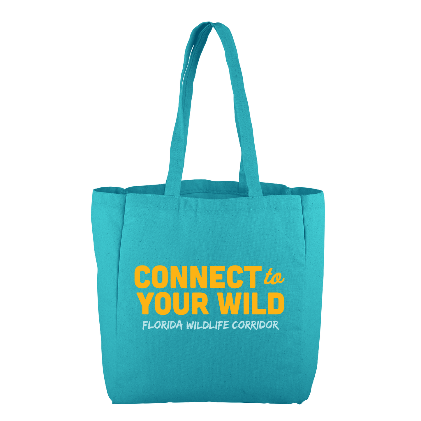 Live Wildly Florida Reusable Tote Bag – Pool Blue Canvas - Aqua - Connect Side - Live Wildly