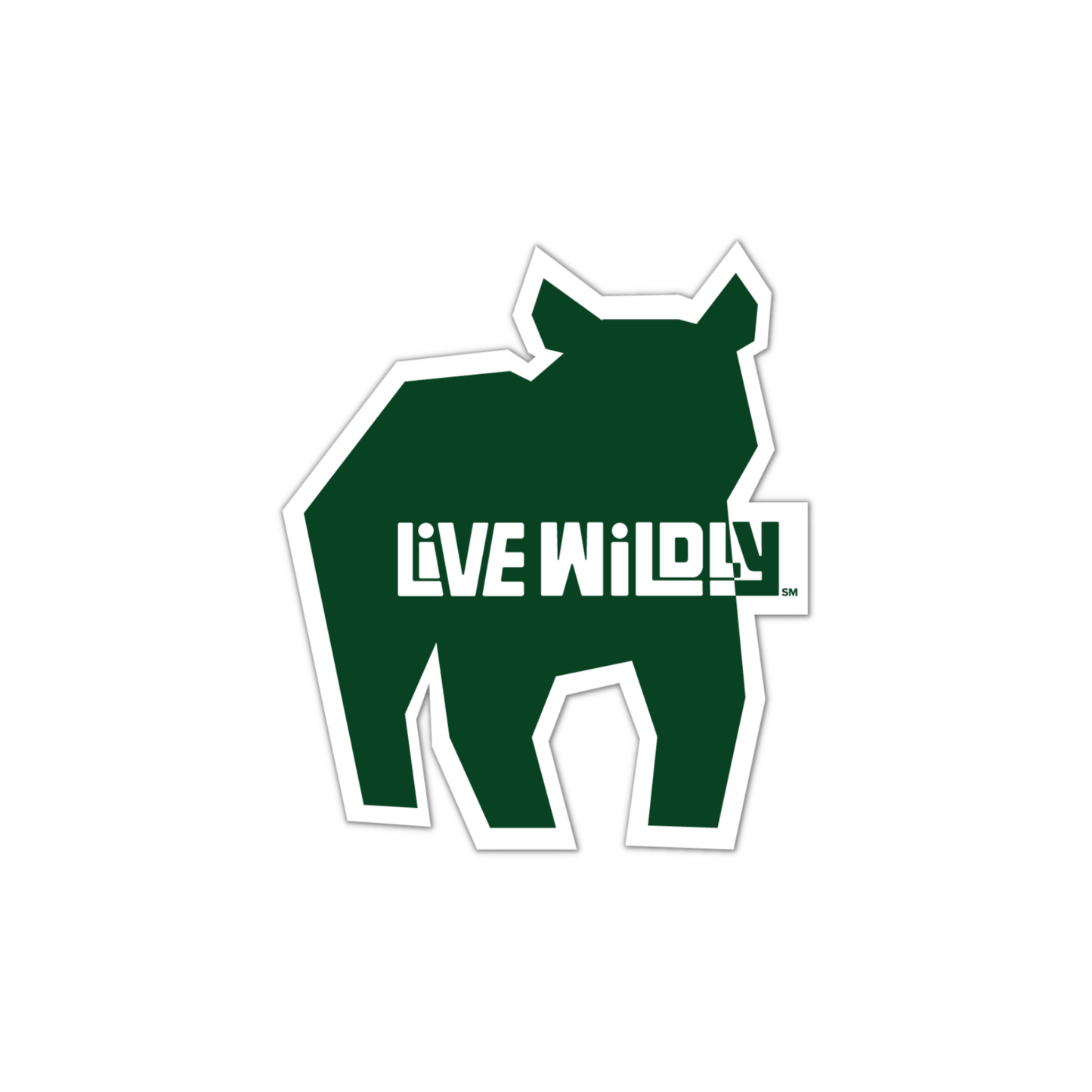 Live Wildly Bear Sticker - Green - Isolated -Live Wildly