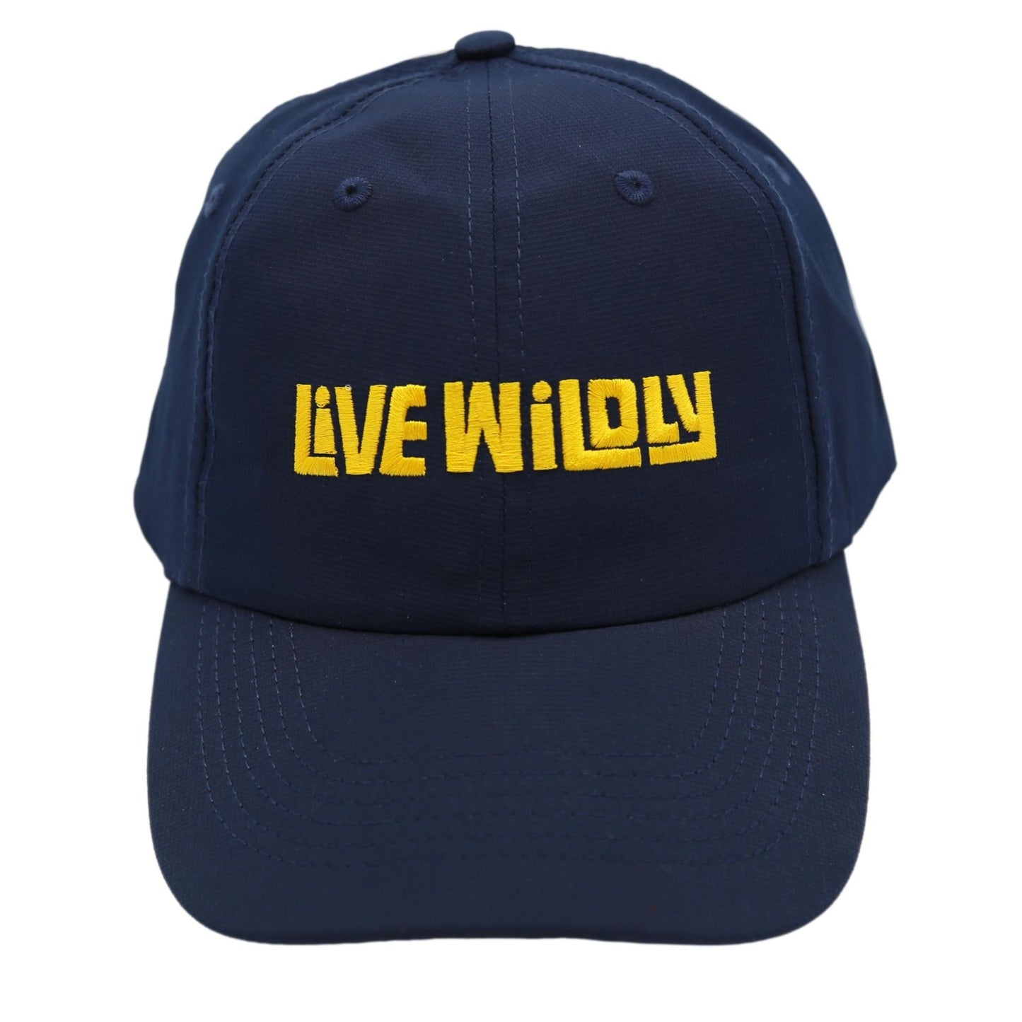 Live Wildly Performance Hats - Navy Isolated Front - Live Wildly