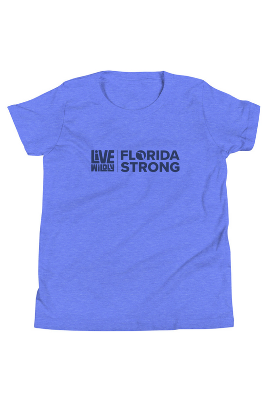 Load image into Gallery viewer, Florida Strong - Youth Tee - Blue Front - Laid Out -  Live Wildly 
