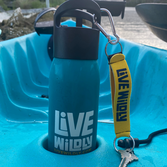 Neoprene Key Chain with Carabiner - In A Kayak -  Live Wildly 
