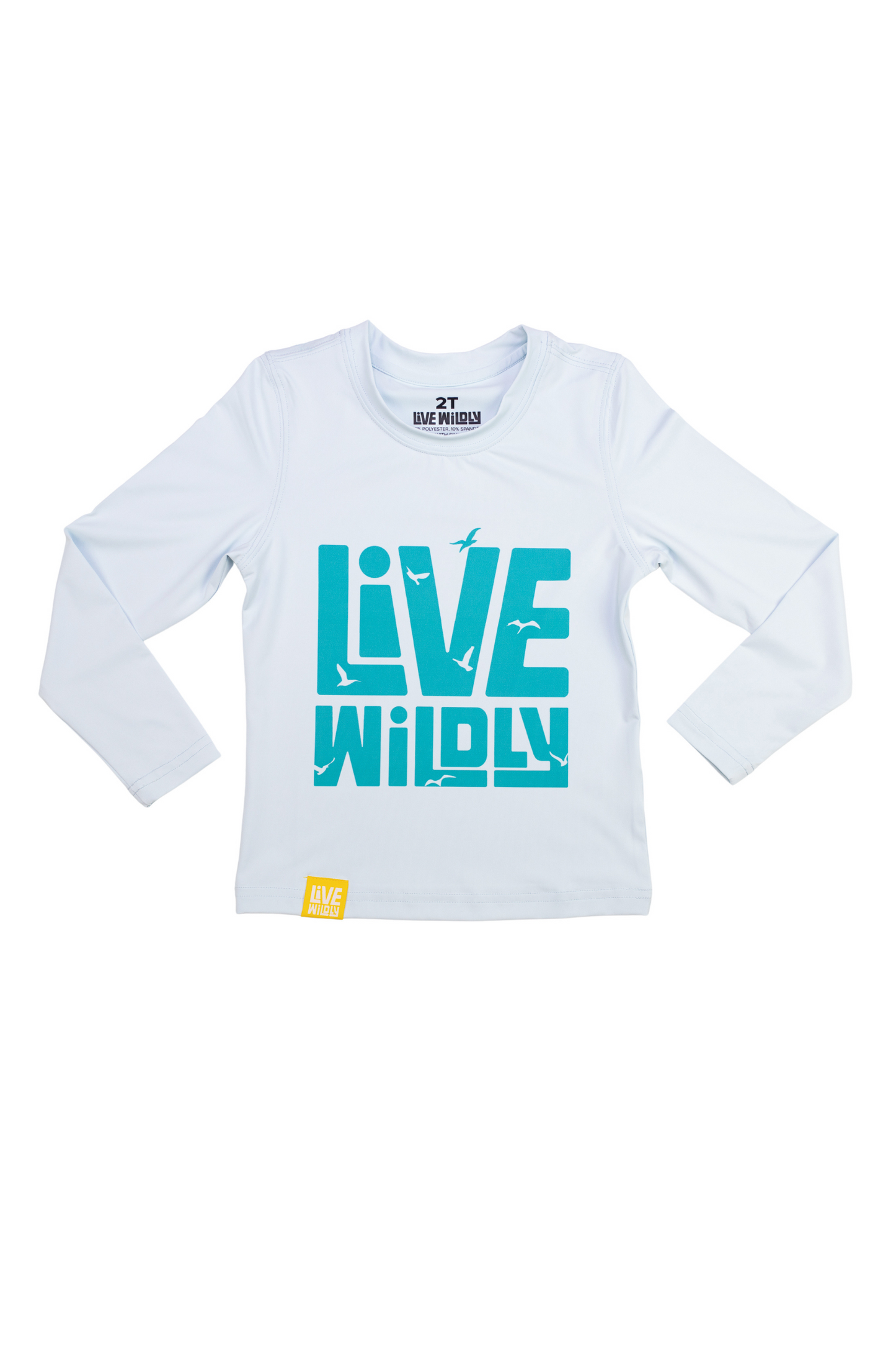 Load image into Gallery viewer, Live Wildly Toddler UPF 50+ Performance Shirt - Spring Blue - Front Isolated - Live Wildly 
