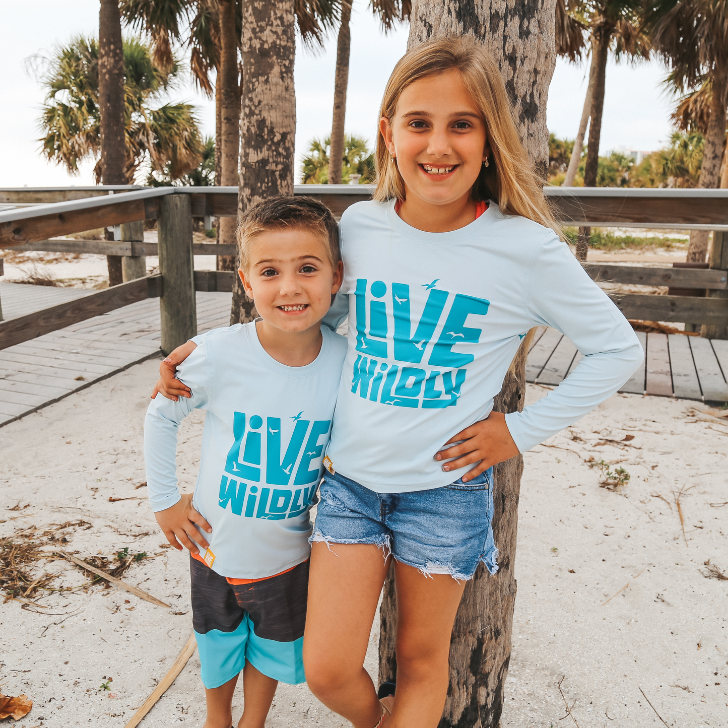 Live Wildly Youth UPF 50+ Performance Shirt - Spring Blue - Happy Siblings -Live Wildly 