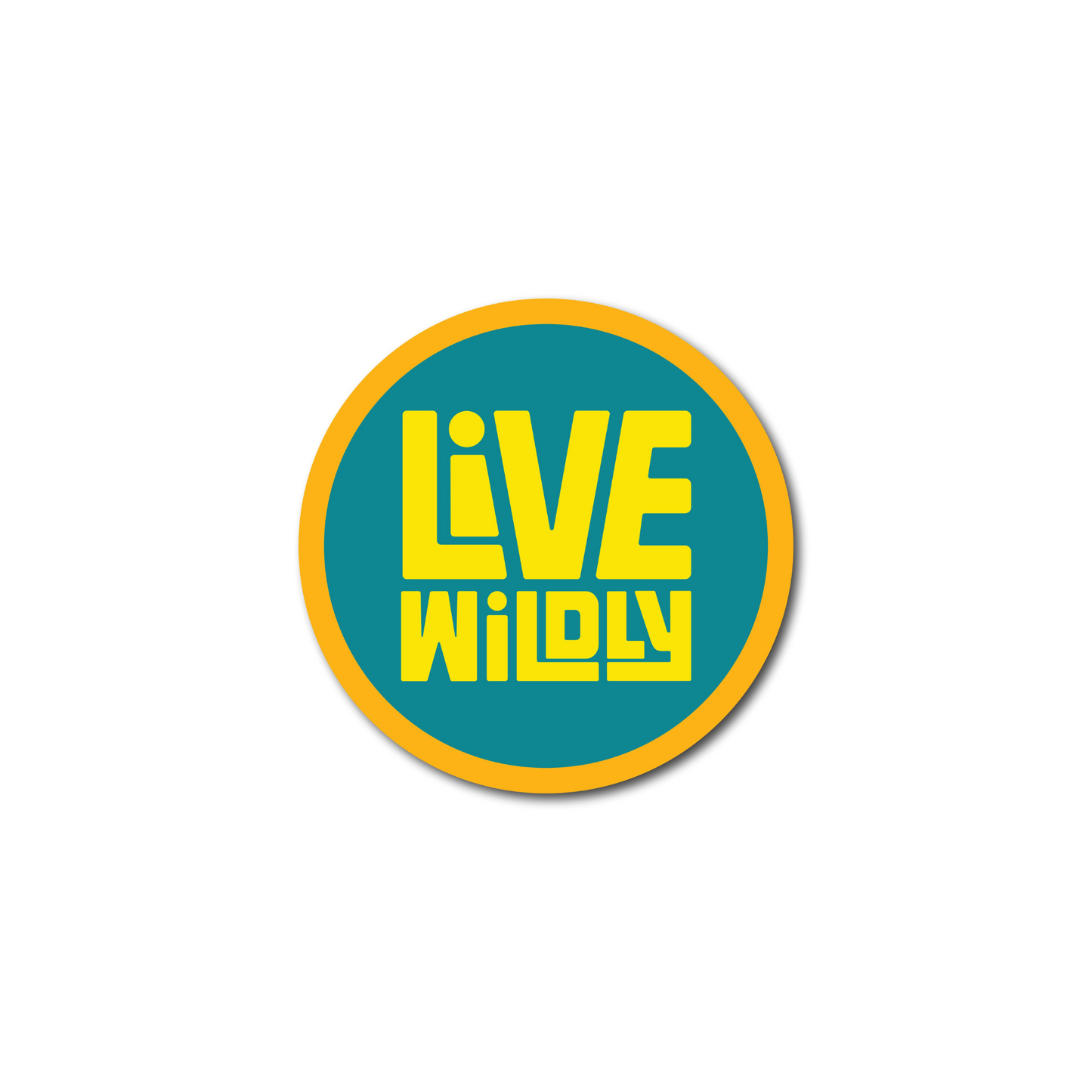 Live Wildly Round Stickers - Yellow And Teal - Live Wildly 
