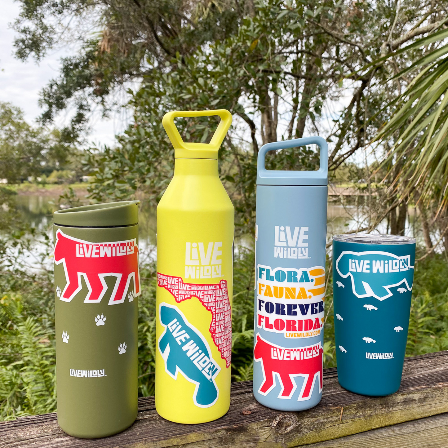 Live Wildly x MiiR 20 oz. Insulated Wide Mouth Water Bottle - Among Stickered Vessels -- Live Wildly 