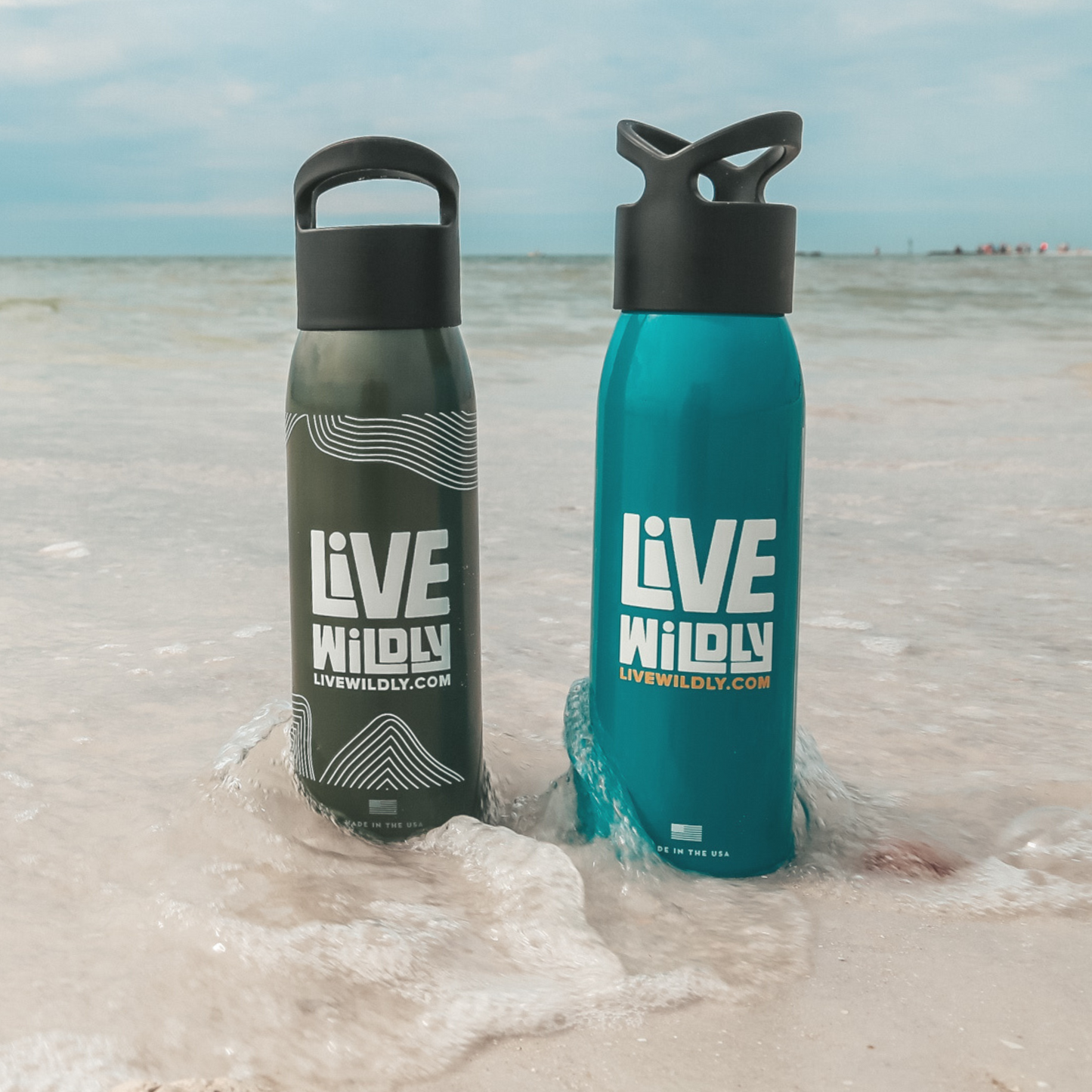 Live Wildly Recycled Water Bottle - Army Green - Live Wildly 