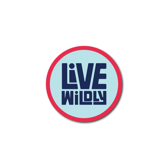 Load image into Gallery viewer, Live Wildly Round Stickers - Red Blue And Navy -Live Wildly 
