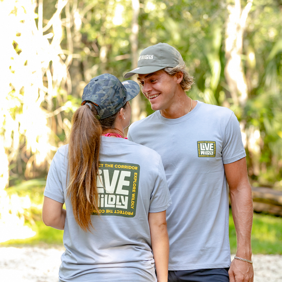 Live Wildly Unisex Tee – Grey - Man and Woman Smiling - Live Wildly 