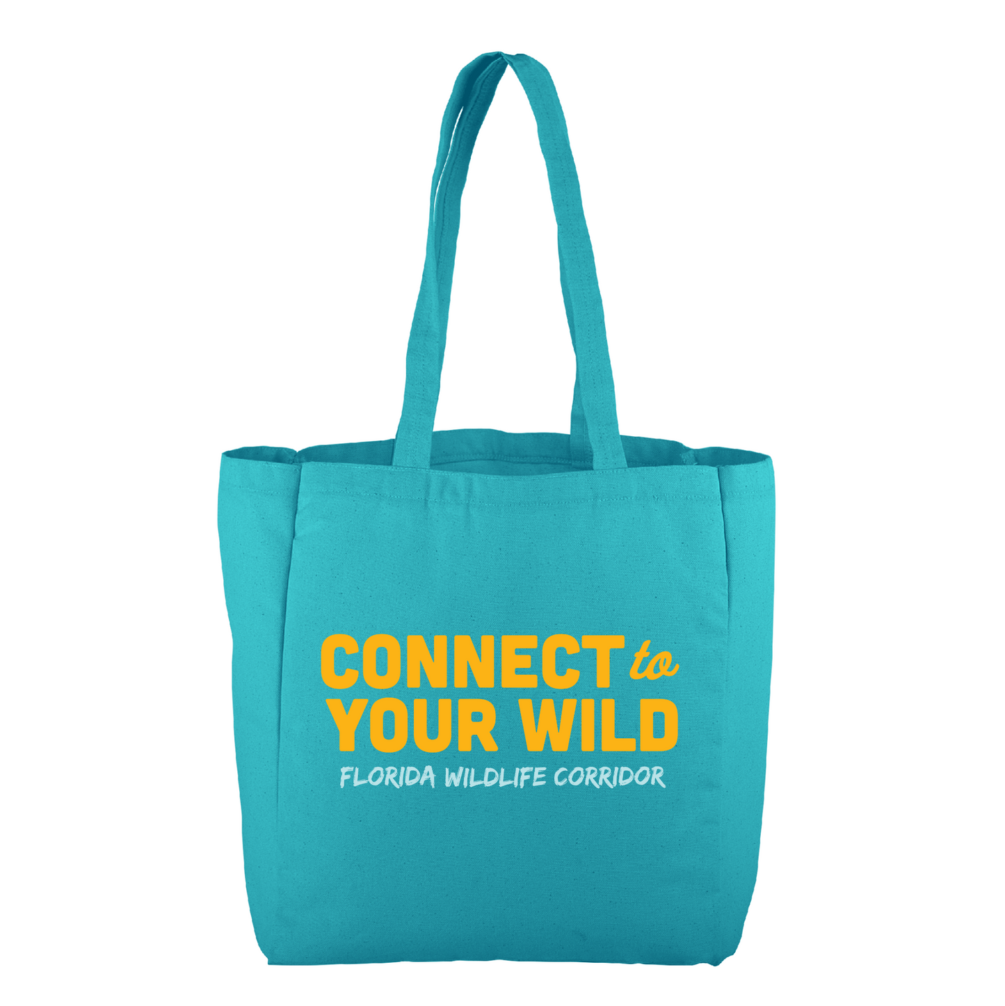 Live Wildly Florida Reusable Tote Bag – Pool Blue Canvas - Aqua - Connect Side - Live Wildly 