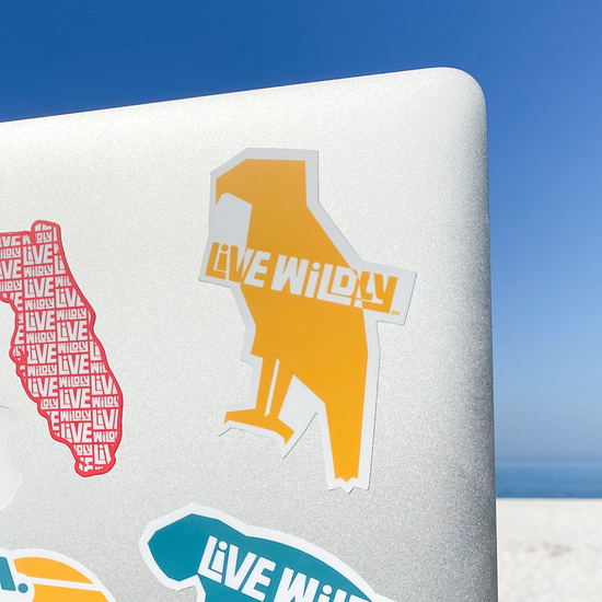 Live Wildly Bird Sticker - On Laptop Cover -Live Wildly 