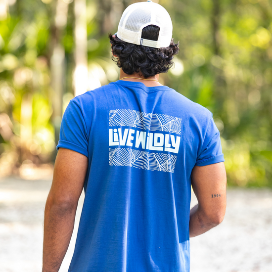 Live Wildly Unisex Tee – Royal  Back - Athletic Person - Live Wildly 