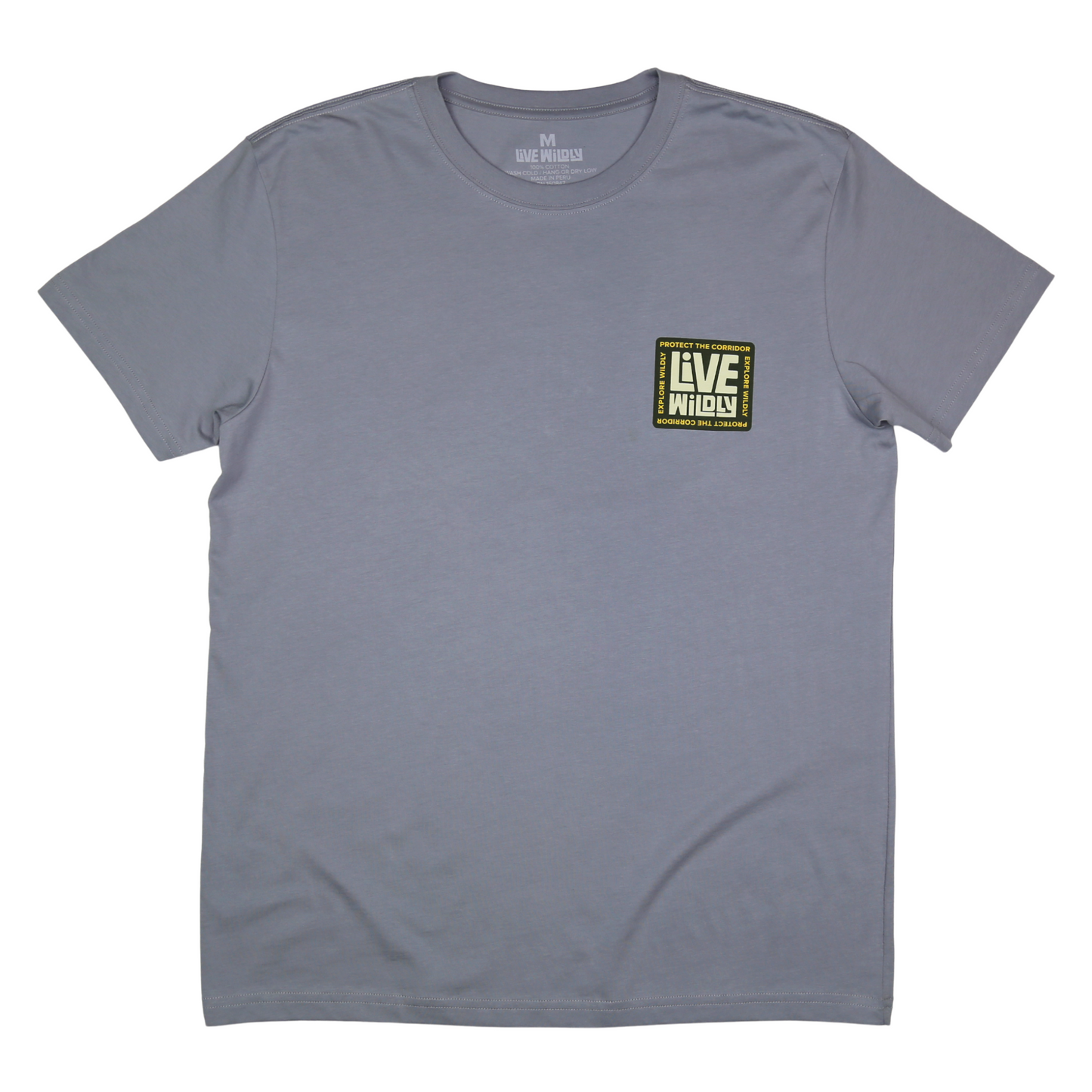 Load image into Gallery viewer, Live Wildly Unisex Tee – Grey Front - Laid Out - Live Wildly 

