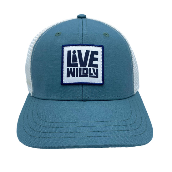 Live Wildly Trucker - Teal Front Isolated - Live Wildly 
