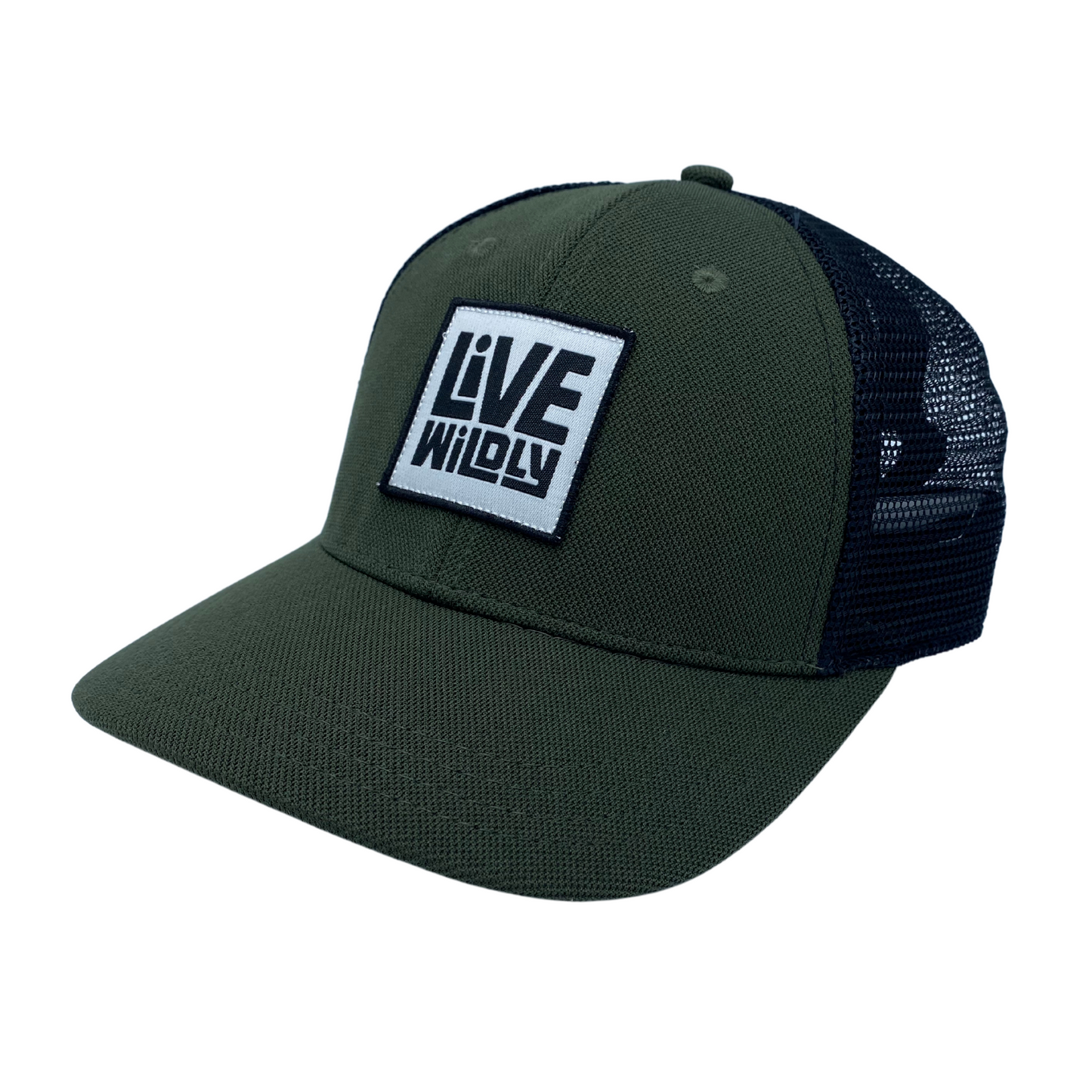 Live Wildly Trucker - Olive Sideways Isolated -  Live Wildly 