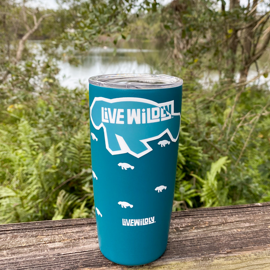 Load image into Gallery viewer, Live Wildly Manatee Sticker - On Travel Cup - Live Wildly 
